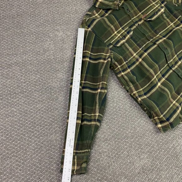 Orvis Flannel Shirt Jacket Shacket Men's Small Green Check Plaid Cotton - Picture 13 of 14